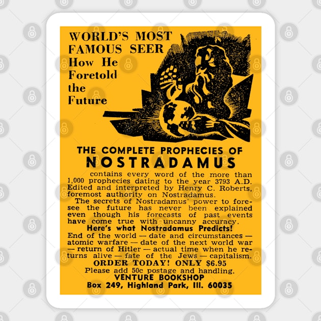 Nostradamus / Vintage Occultism Advertisement Sticker by CultOfRomance